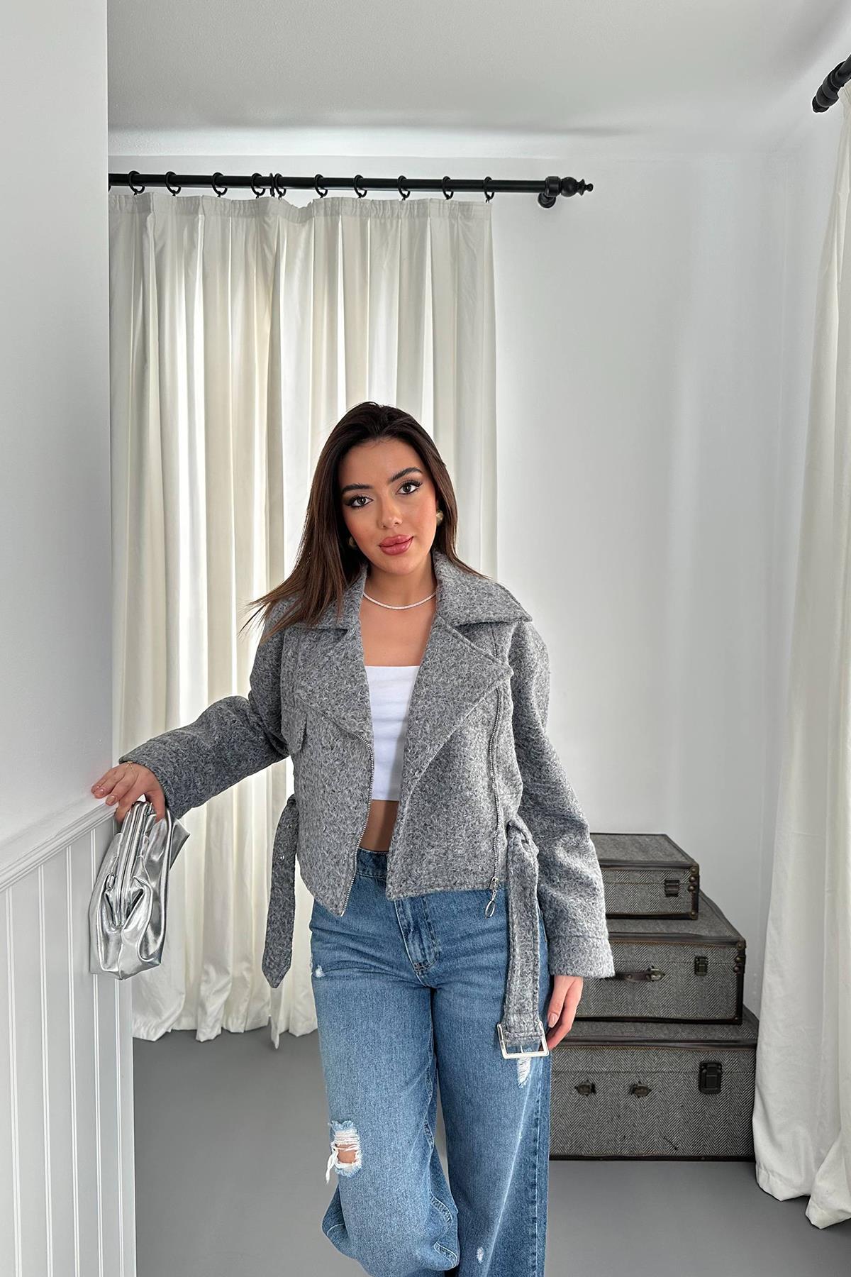 معطف كشمير رمادي اللون للبيع بالجملة