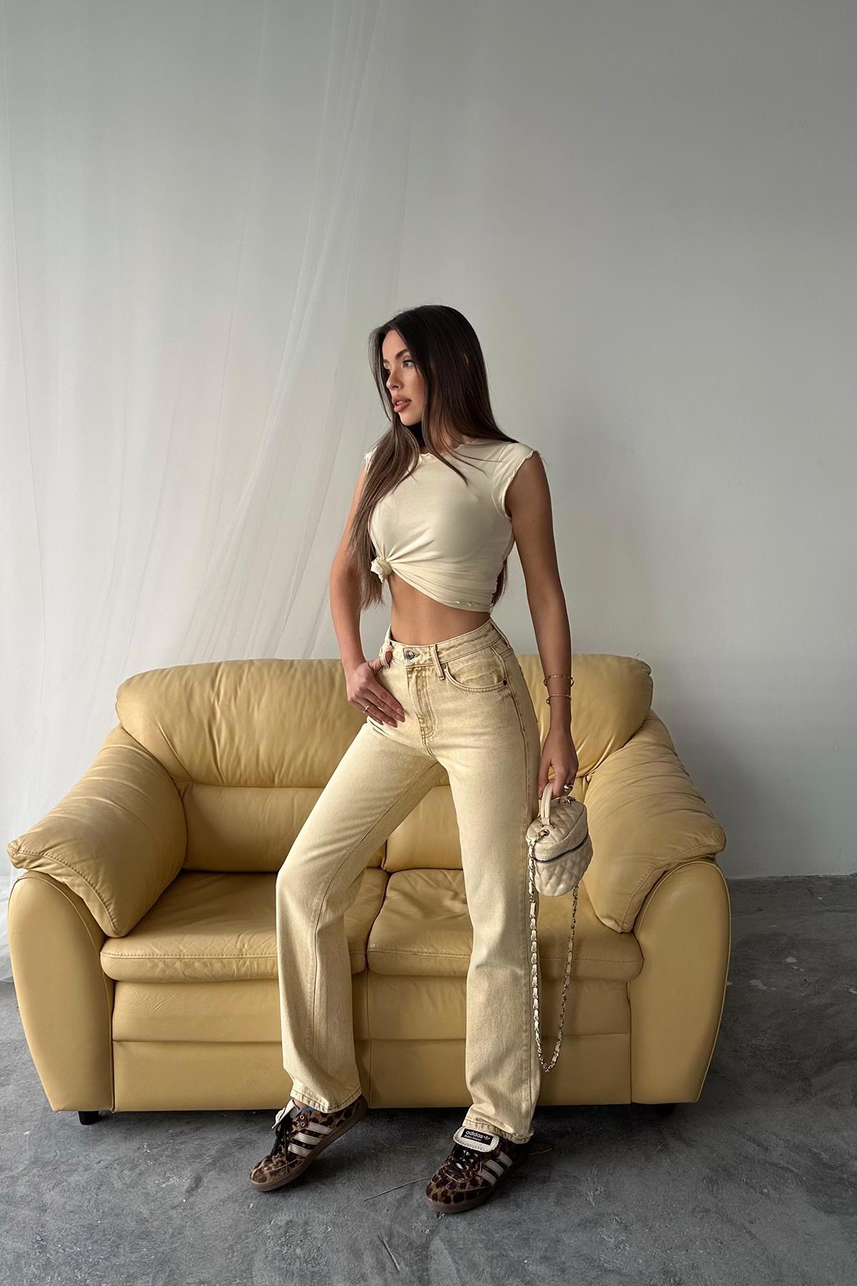 Wholesale Mustard Straightmania Jeans Pants