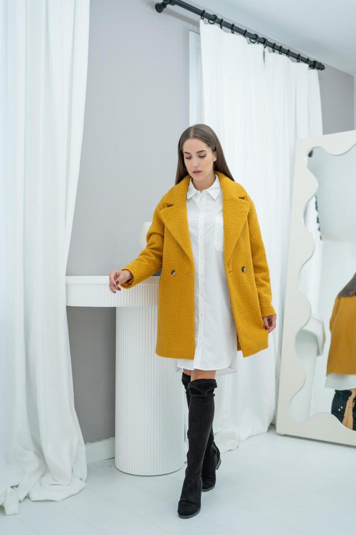 Горчичное Мягкое Пальто