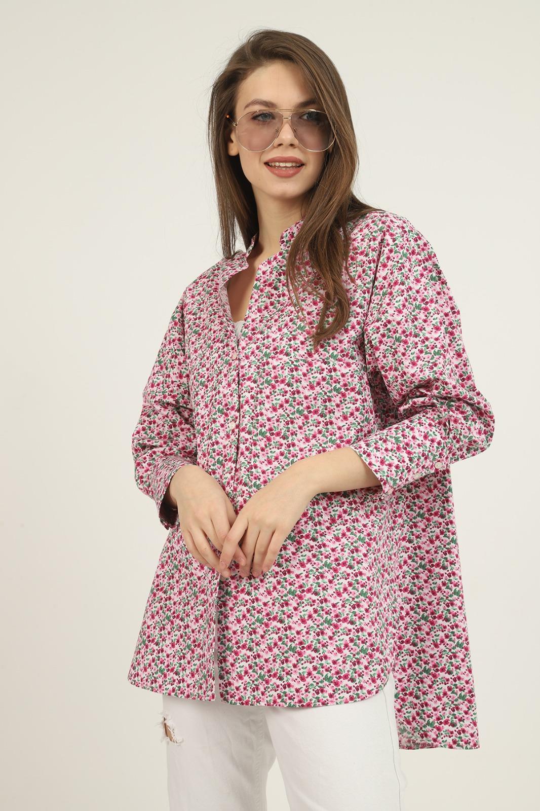 Red V-Neck And Patterned Shirt