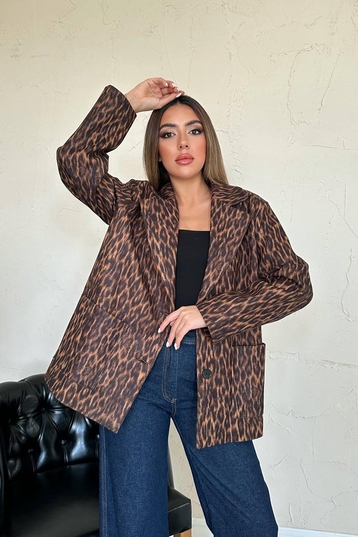 Toptan Leopar Leopar Ceket