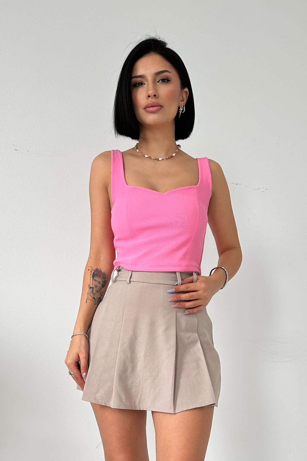 Toptan Pembe Askılı Bluz