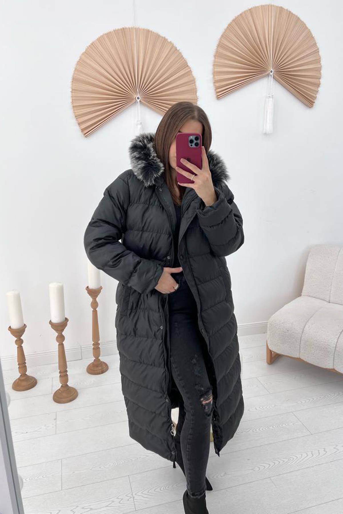 Black Fur Puffer Jacket