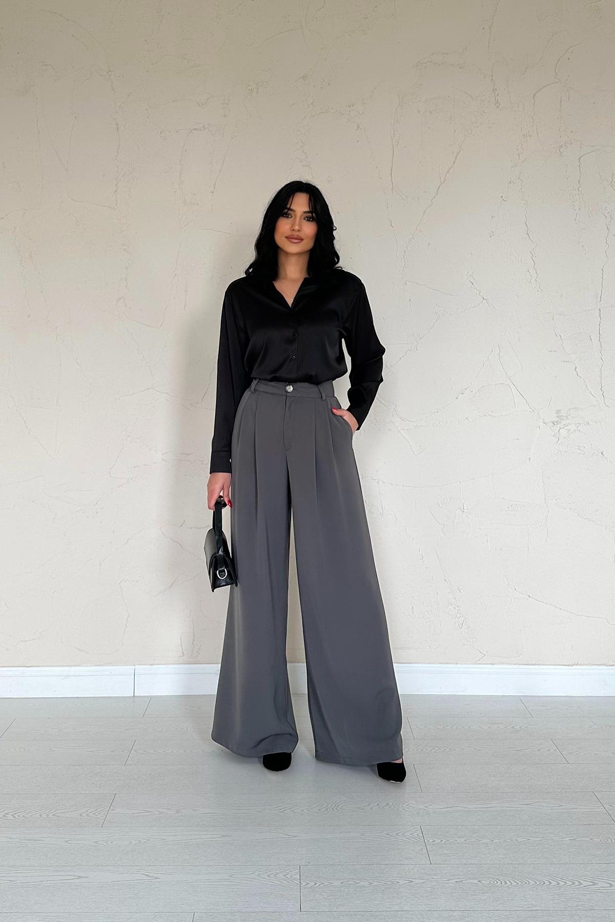 Toptan Siyah Saten Gömlek