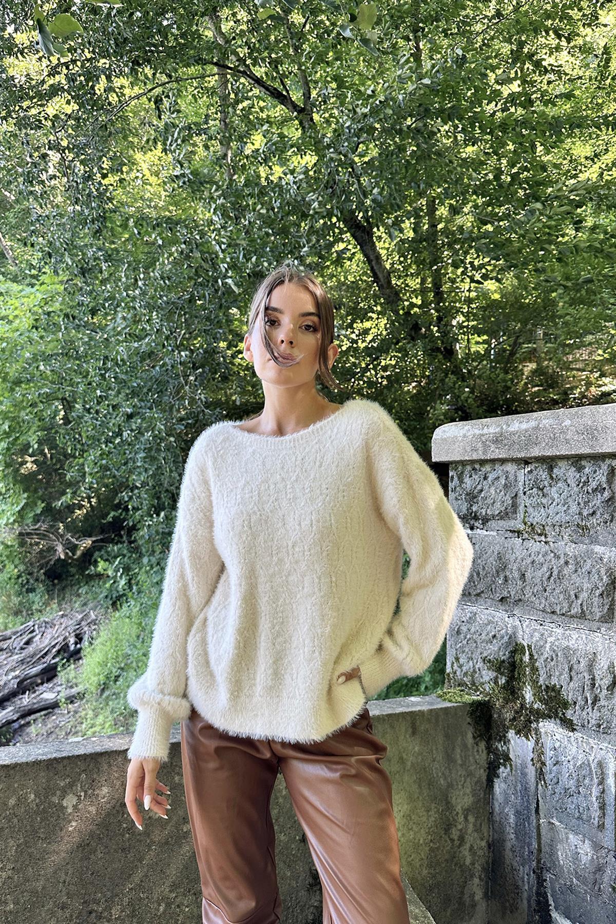 Toptan Taş Baklava Desenli Triko Kazak