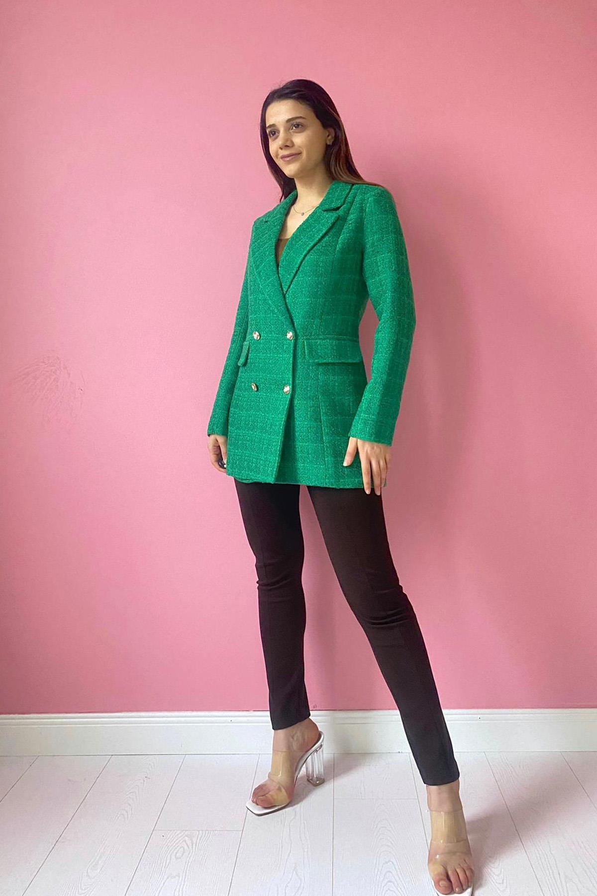 Toptan Yeşil Tüvit Ceket