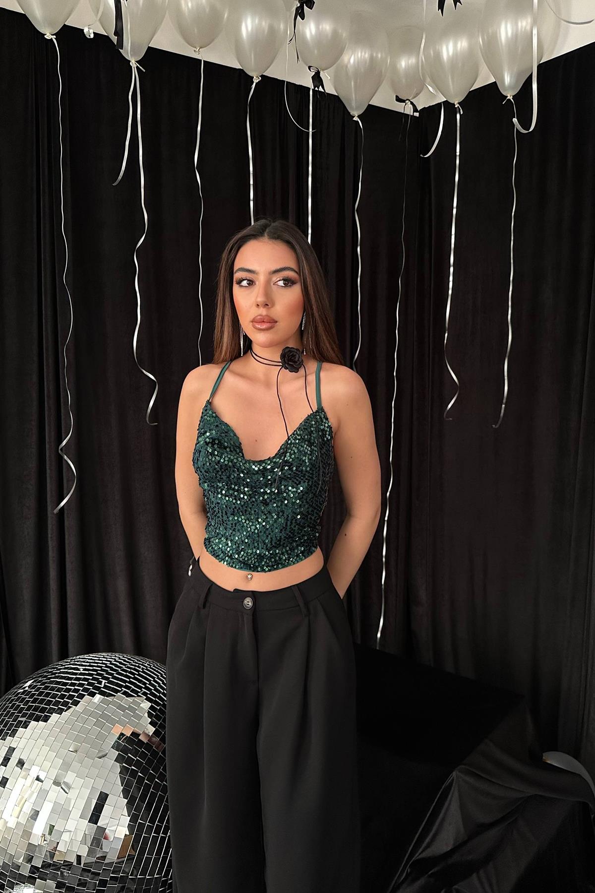 Wholesale Emerald Strappy Degaje Blouse