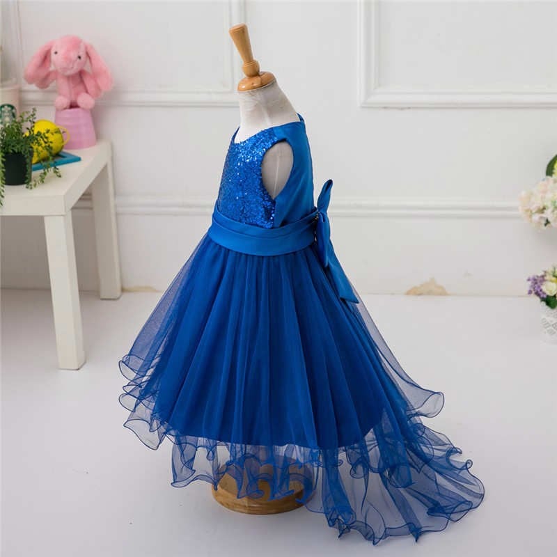 KUYRUKLU MAVİ KIZ ÇOCUK ELBİSE KIZ ÇOCUK ABİYE