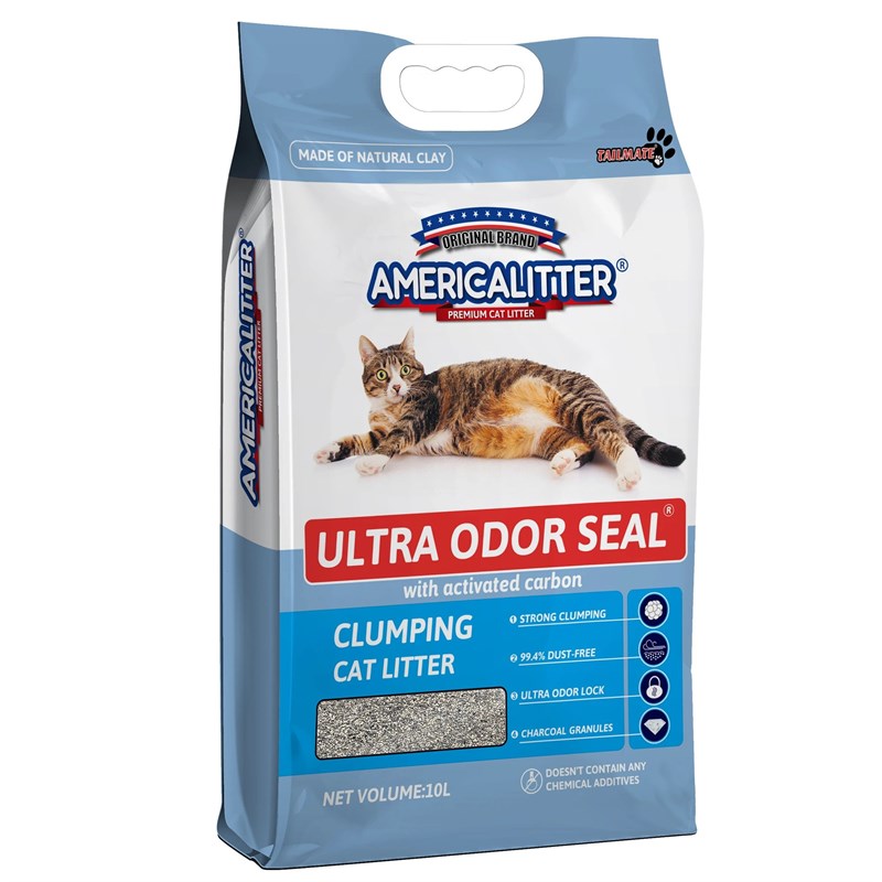 Americalitter Ultra Koku Yapmayan Aktif Karbonlu Bentonit Topaklanan Kedi Kumu 10L