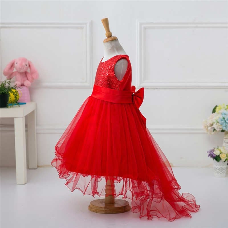 KUYRUKLU KIRMIZI KIZ ÇOCUK ELBİSE KIZ ÇOCUK ABİYE