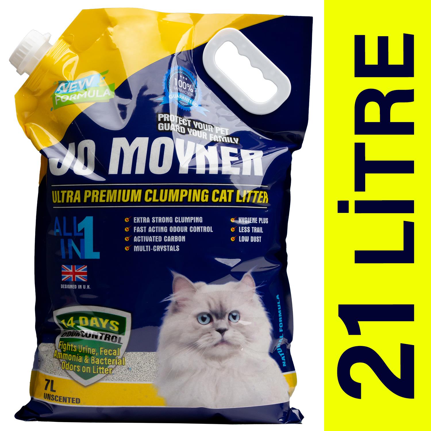 Jo Moyner Ultimate Aktif Karbonlu Hipoalerjenik Ekstra Güçlü Topaklanan Tozsuz Doğal Kokusuz Kedi Kumu 21 Lt