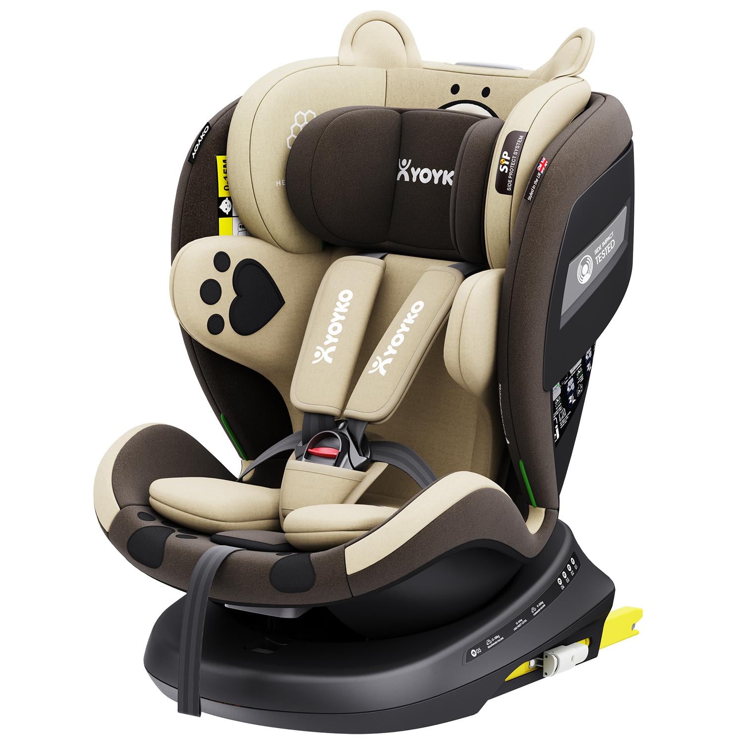 Yoyko Bear Dönebilir Yatabilir 0-36 Kg Oto Koltuğu ISOFIX/SIP/LATCH Kahverengi