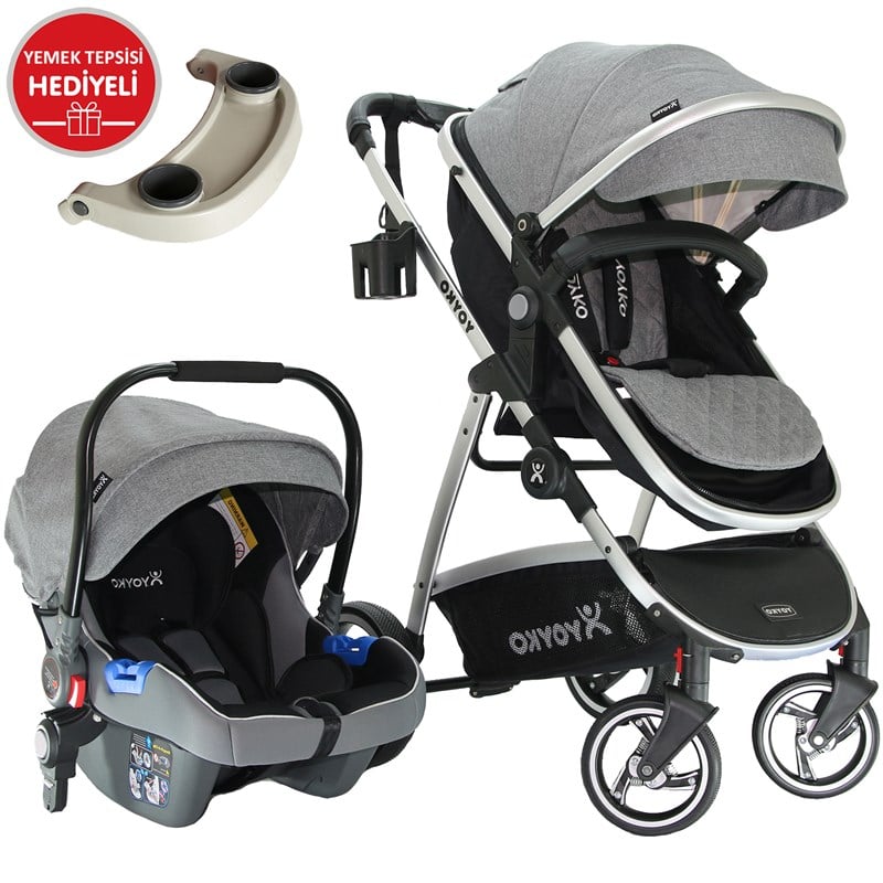 Yoyko City Travel Sistem Bebek Arabası 3 in 1 Gri Silver
