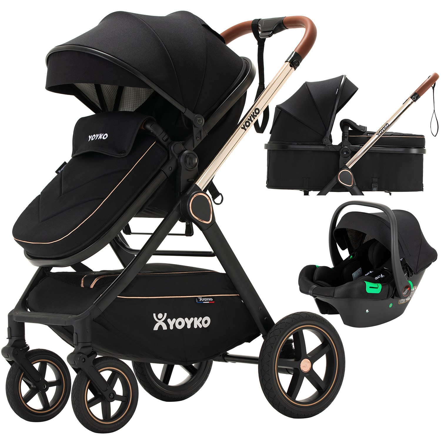 Yoyko Crown i-Size Travel Sistem Bebek Arabası 3 in 1 Siyah Rose