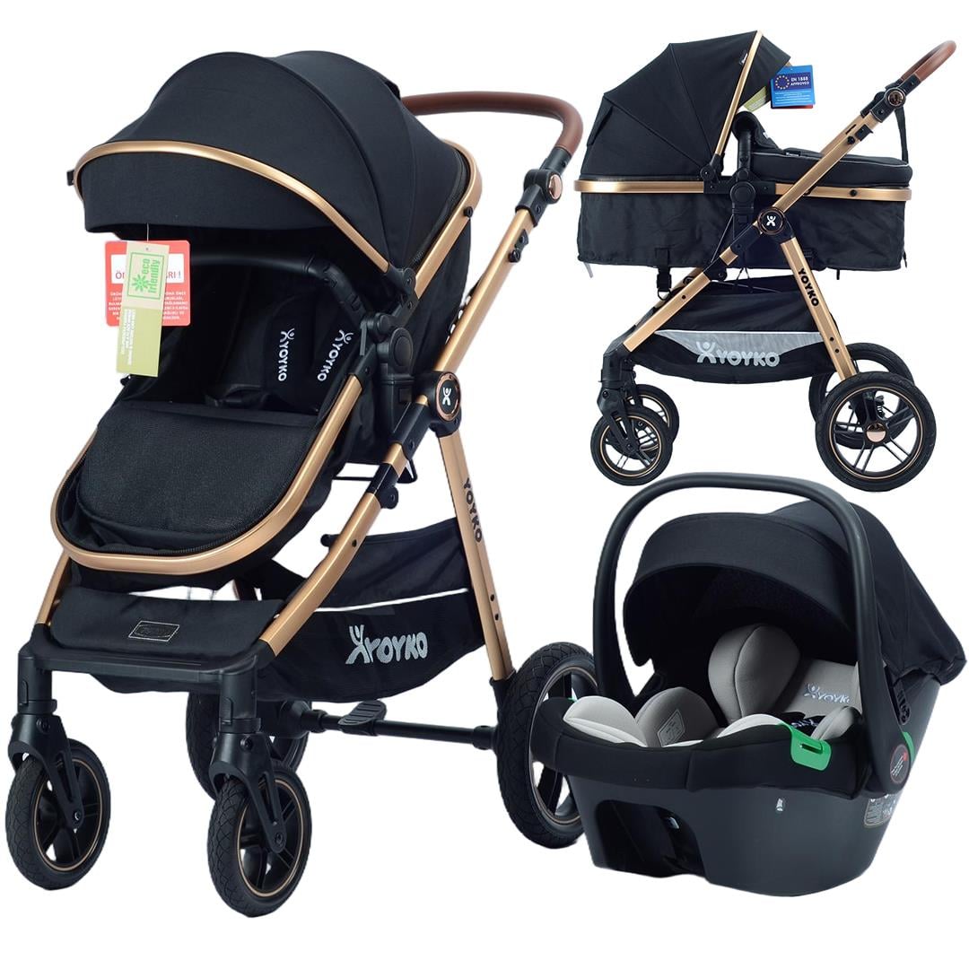 Yoyko Luxury i-Size Travel Sistem Bebek Arabası 3 in 1 Siyah Rose