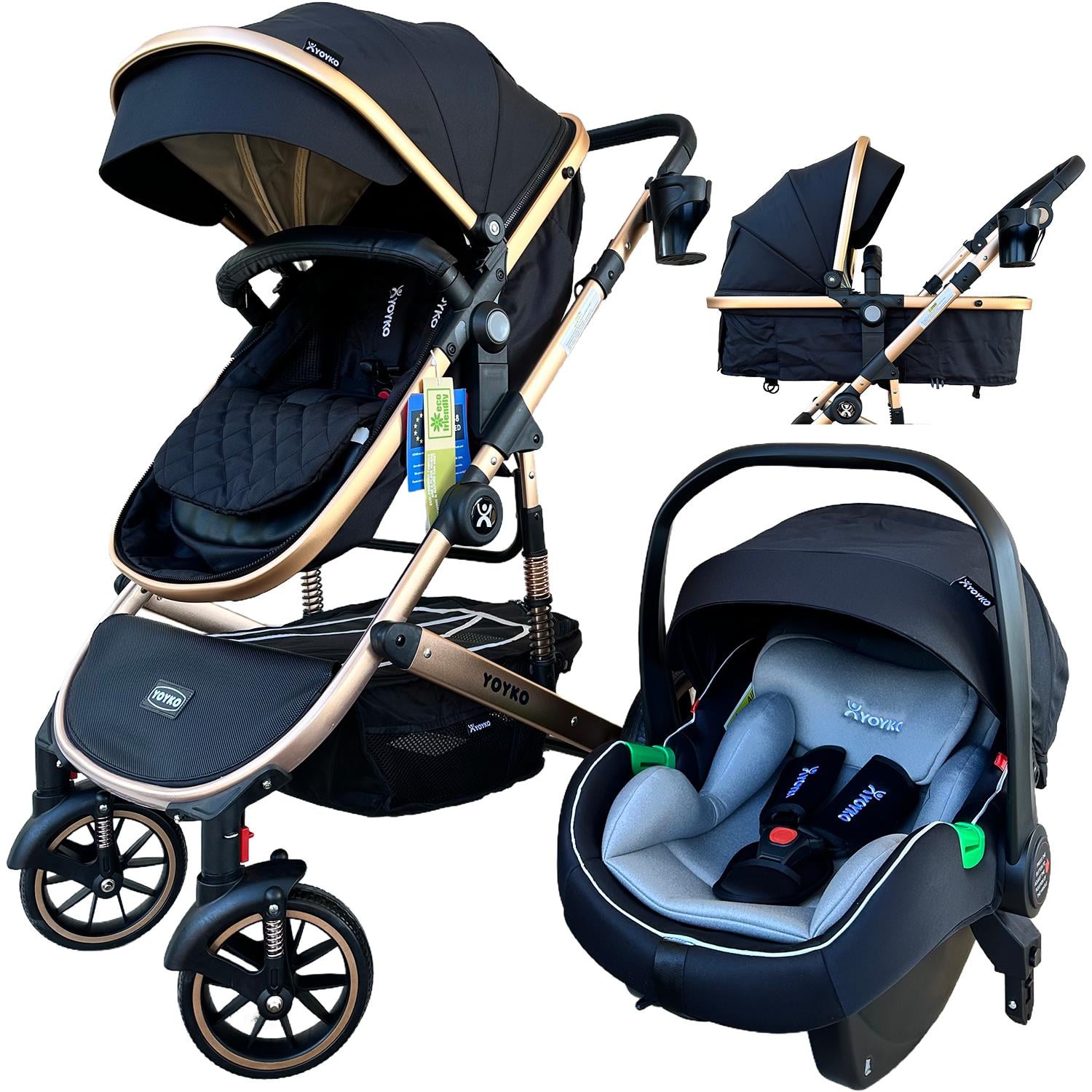 Yoyko Ultimate Travel Sistem Bebek Arabası 3 in 1 Siyah Rose