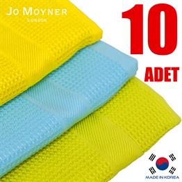 Jo Moyner 10'lu Mikrofiber Temizlik Bezi Sihirli Bez Su Emici Leke Tutmaz Cam Mutfak Banyo Oto 40X60 CM Made in Korea