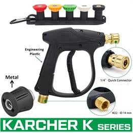 Jo Moyner Araç Yıkama Tabancası 5li Nozzle Set ve Kemer Klipsli Ile Birlikte Kısa Tetik Tabancası Karcher Uyumlu