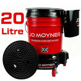 Jo Moyner Grit Guard Wash Bucket Yıkama Kovası Kapaklı Kir Tutucu ve Asma Aparatı Özel Tekerlekli Premium Kırmızı Set