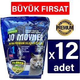 Jo Moyner Tozsuz Kokusuz Silika Kristal Kedi Kumu 3,8lt x 12 Adet