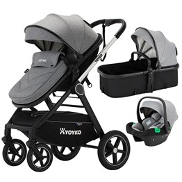 Yoyko Crown i-Size Travel Sistem Bebek Arabası 3 in 1 Gri Silver