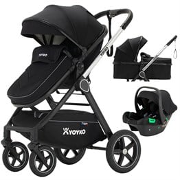 Yoyko Crown i-Size Travel Sistem Bebek Arabası 3 in 1 Siyah Silver