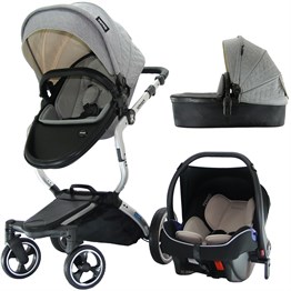 Yoyko Innovation Bebek Arabası 3 in 1 Gri Silver Kapitoneli