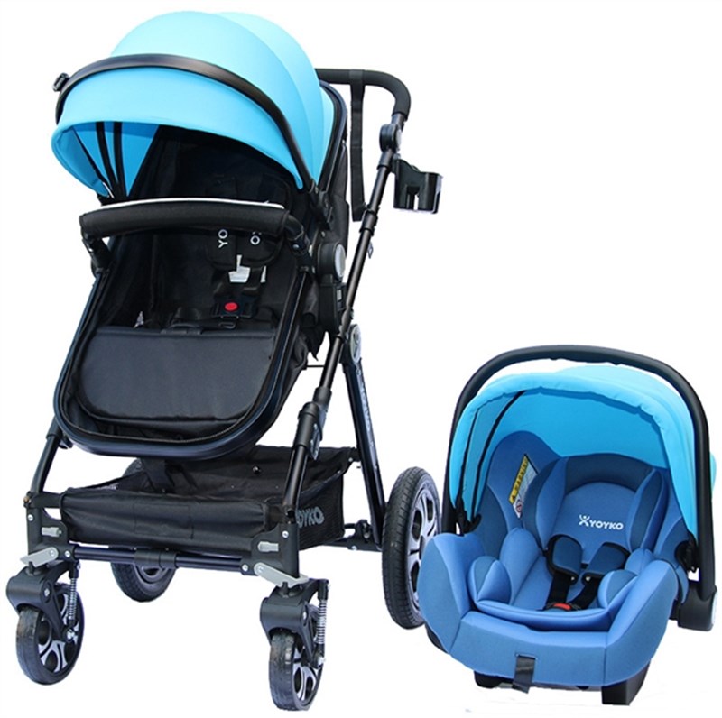 Yoyko Luxury Travel Sistem Bebek Arabası 3 in 1 Mavi Siyah Kasa