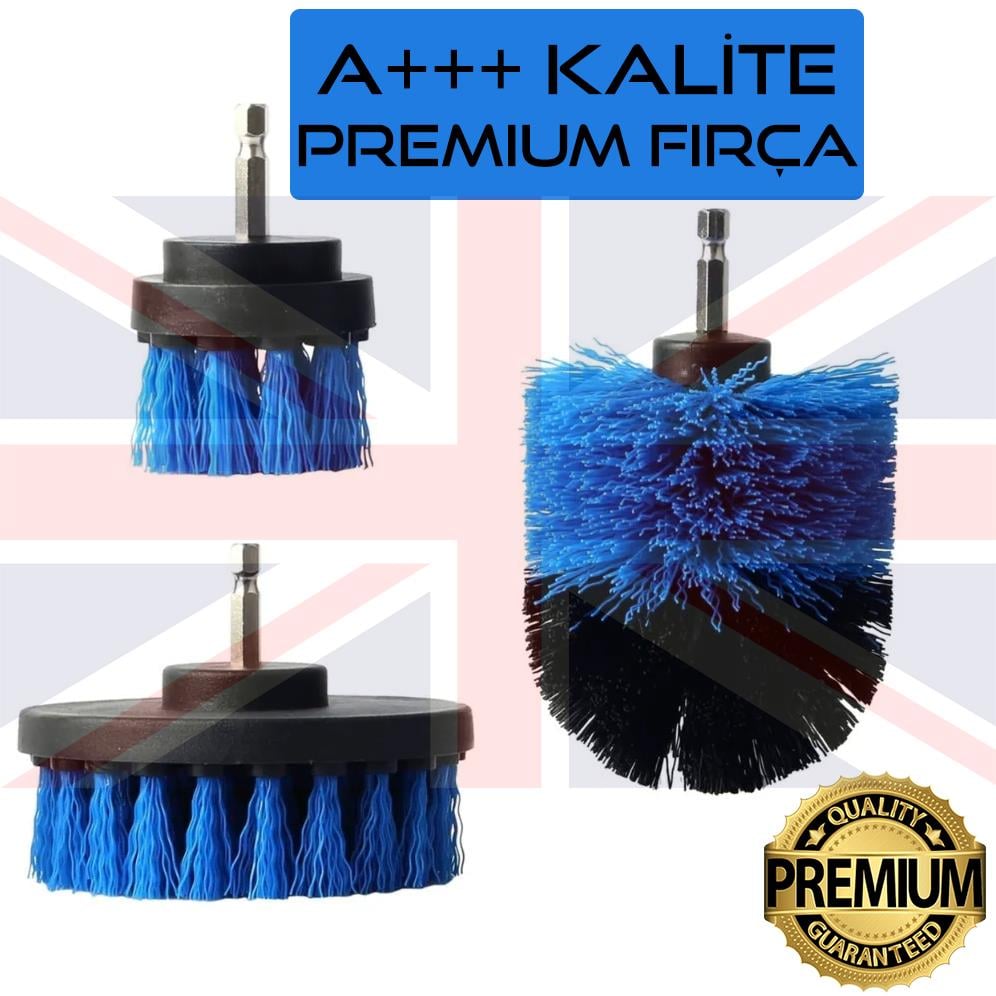 Jo Moyner 3lü Matkap Ucu Araba Tekerliği Paspas Koltuk Yıkama Temizleme Fırçası Seti JM524