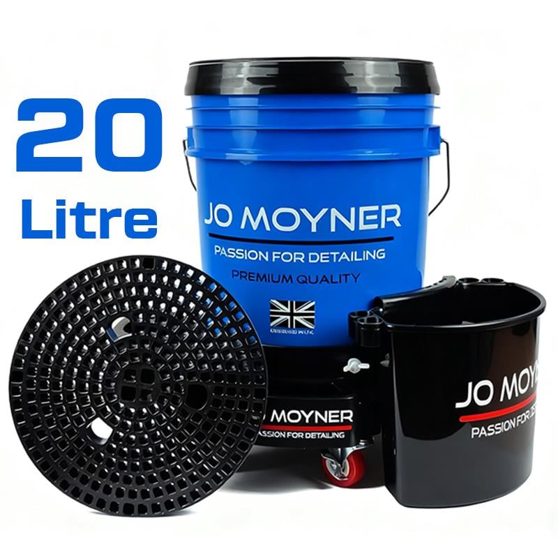 Jo Moyner Grit Guard Wash Bucket Yıkama Kovası Kapaklı Kir Tutucu ve Asma Aparatı Özel Tekerlekli Premium Mavi Set