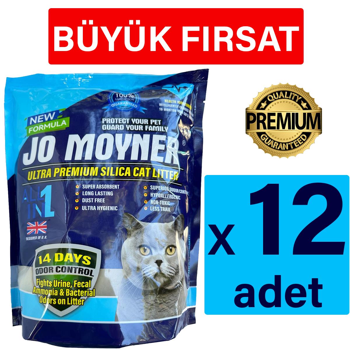 Jo Moyner Premium Erken Teşhis Kumu Silika Kristal Kedi Kumu 4Lt x 12 Adet