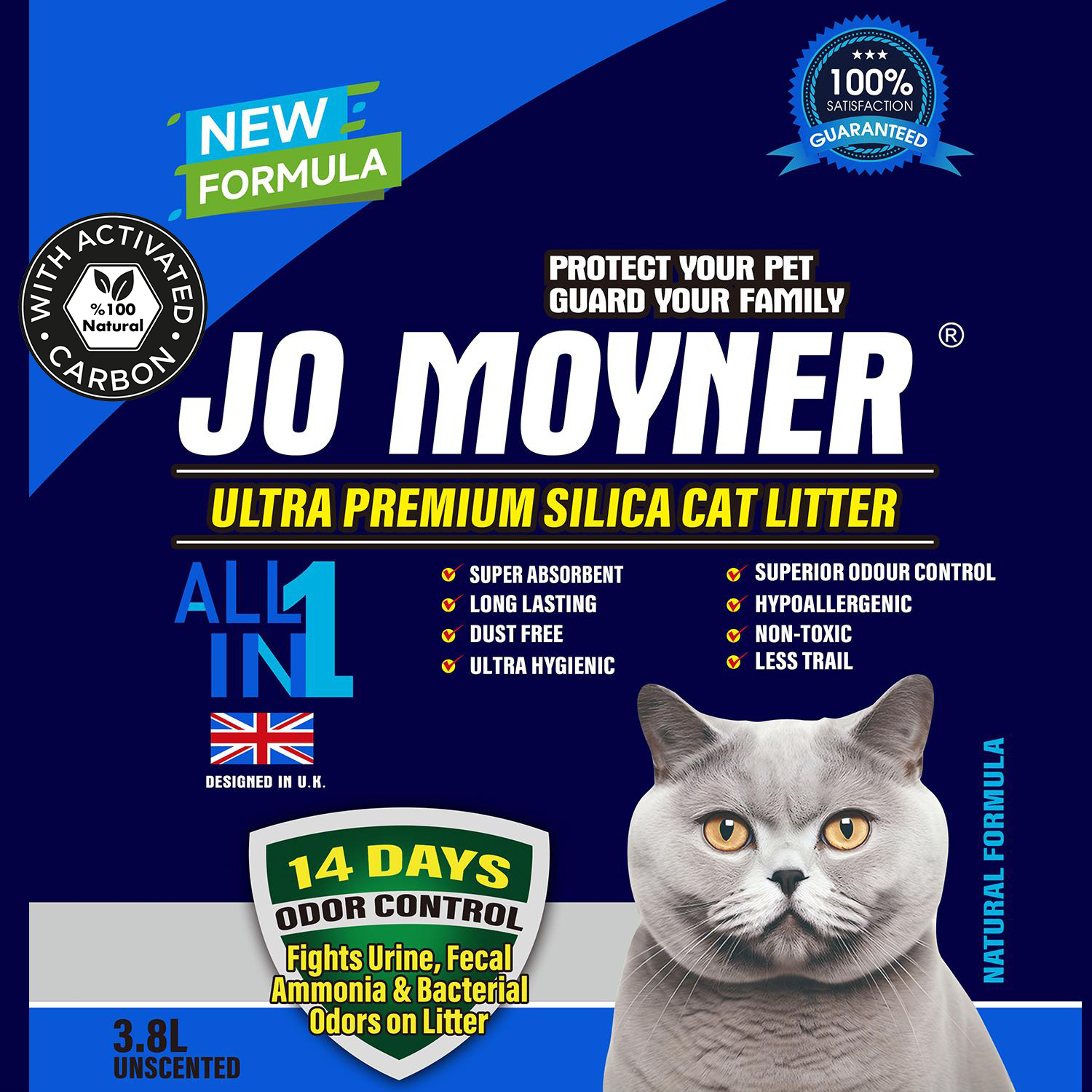 Jo Moyner Premium Karbonlu Silika Kristal Kedi Kumu Silica Kum 3.8 Lt 1.45kg