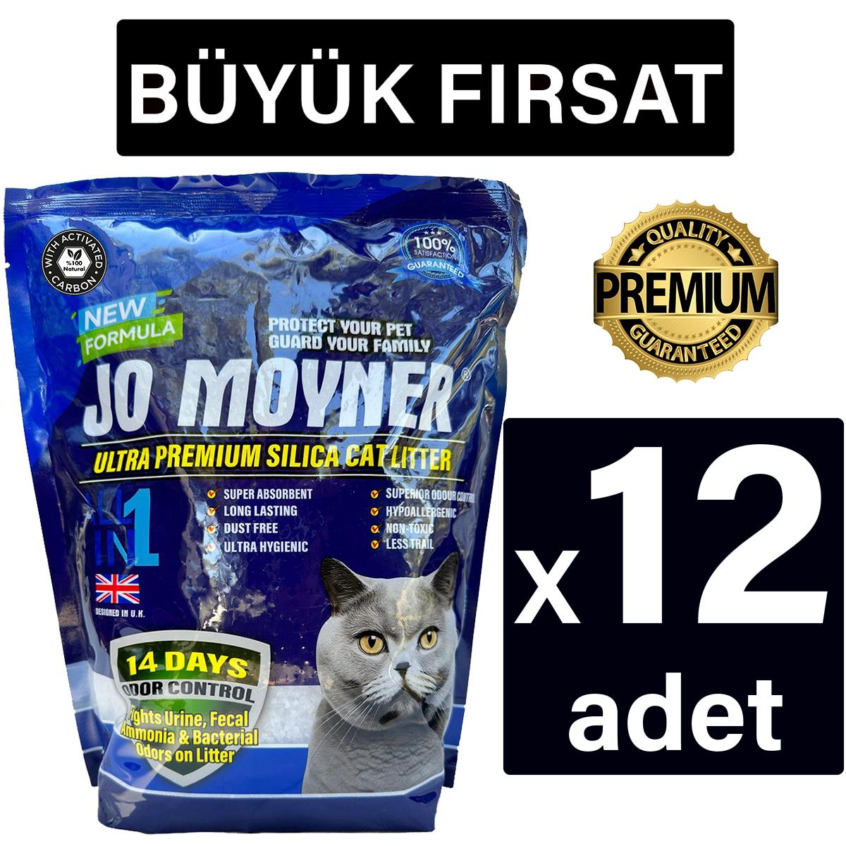Jo Moyner Tozsuz Kokusuz Karbonlu Silika Kristal Kedi Kumu 3,8lt x 12 Adet