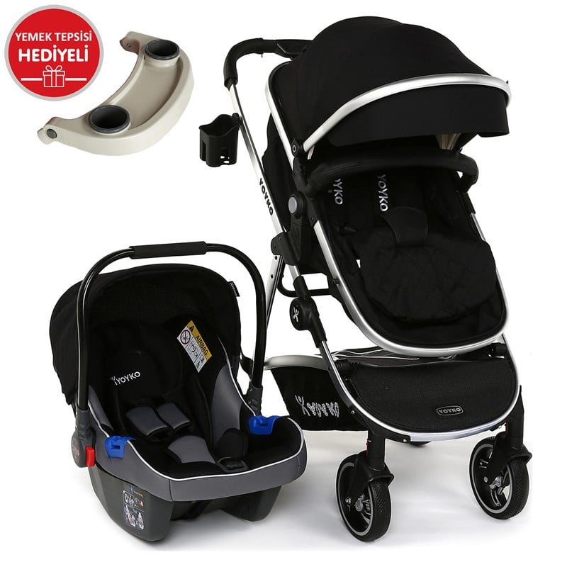 Yoyko City Travel Sistem Bebek Arabası 3 in 1 Siyah Silver