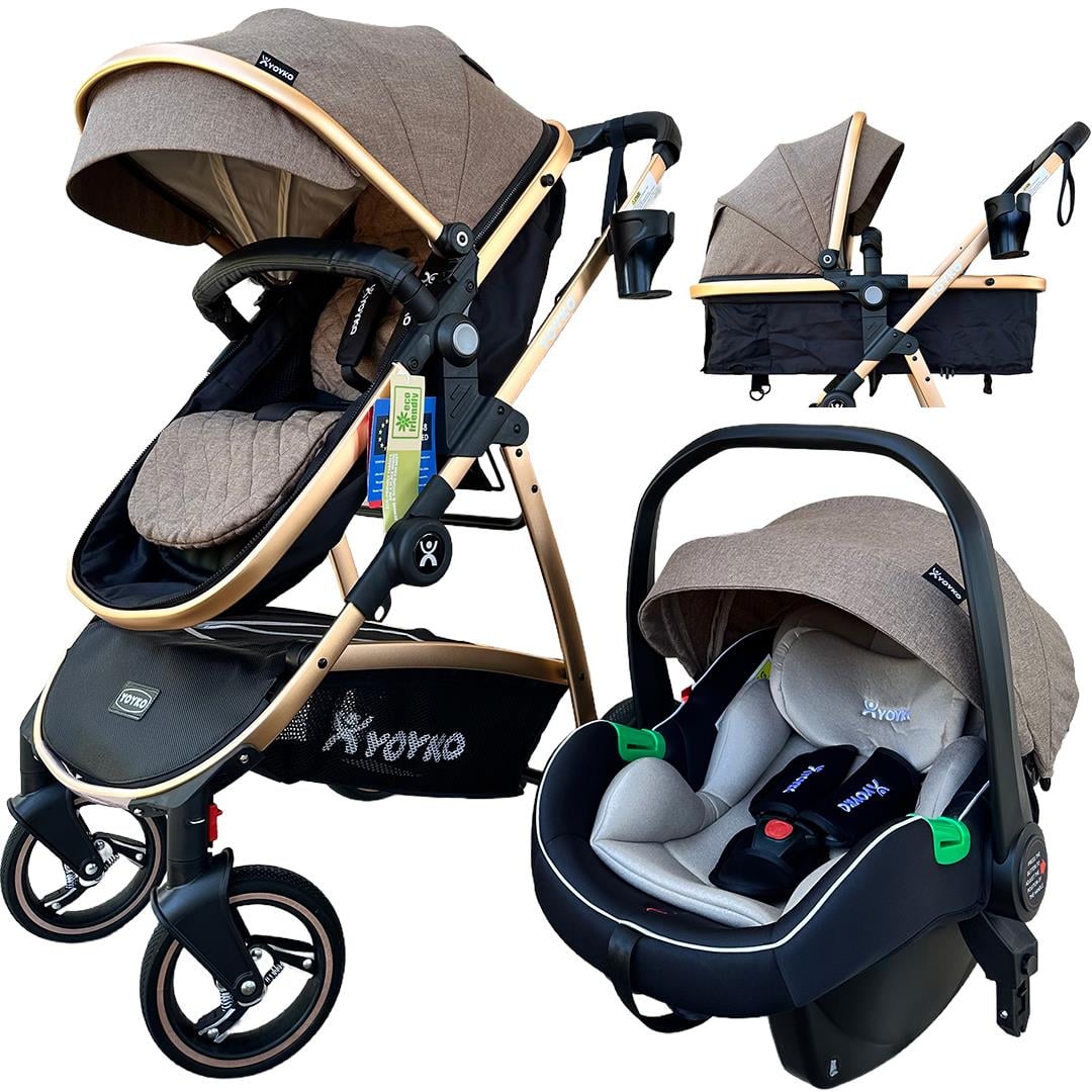 Yoyko City Travel Sistem Bebek Arabası 3 in 1 Coffee Rose