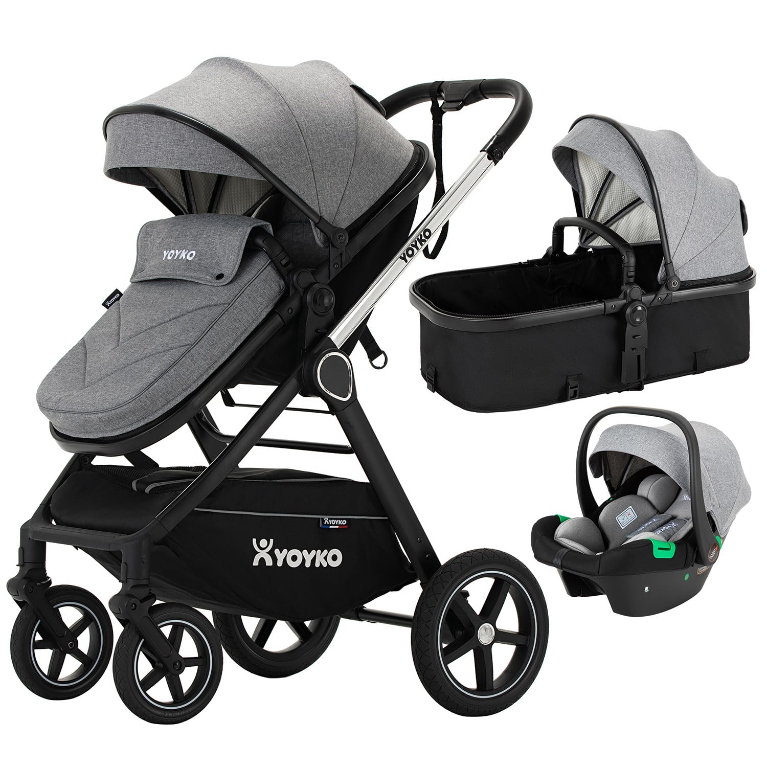 Yoyko Crown i-Size Travel Sistem Bebek Arabası 3 in 1 Gri Silver