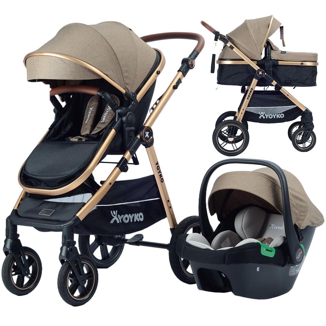Yoyko Luxury i-Size Travel Sistem Bebek Arabası 3 in 1 Coffee Rose
