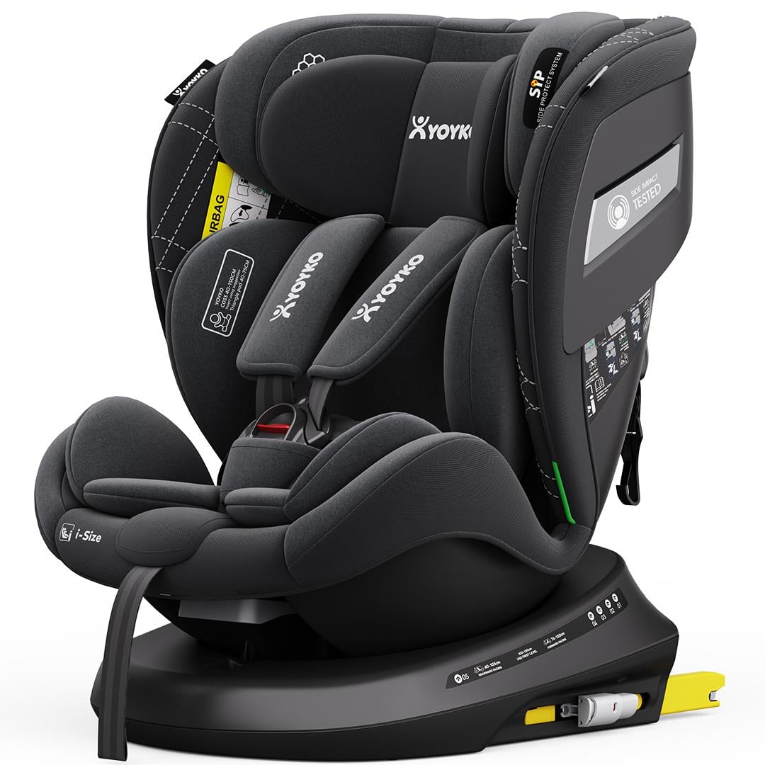 Yoyko Rich i-Size Alarmlı Dönebilir Yatabilir 0-36 Kg Oto Koltuğu ISOFIX/SIP/LATCH Siyah