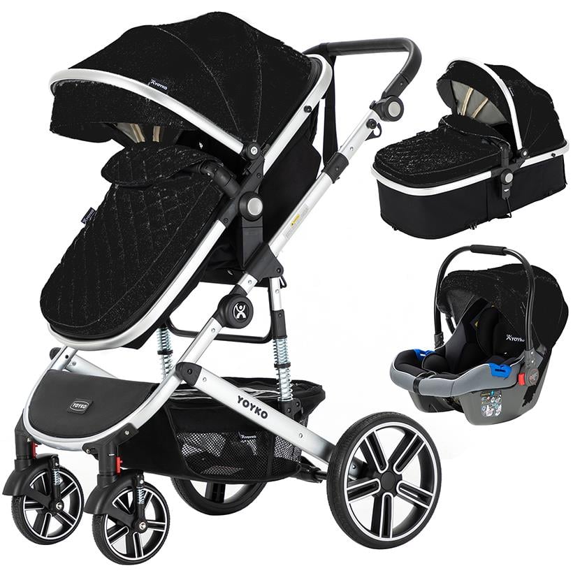 Yoyko Ultimate Travel Sistem Bebek Arabası 3 in 1 Siyah Silver
