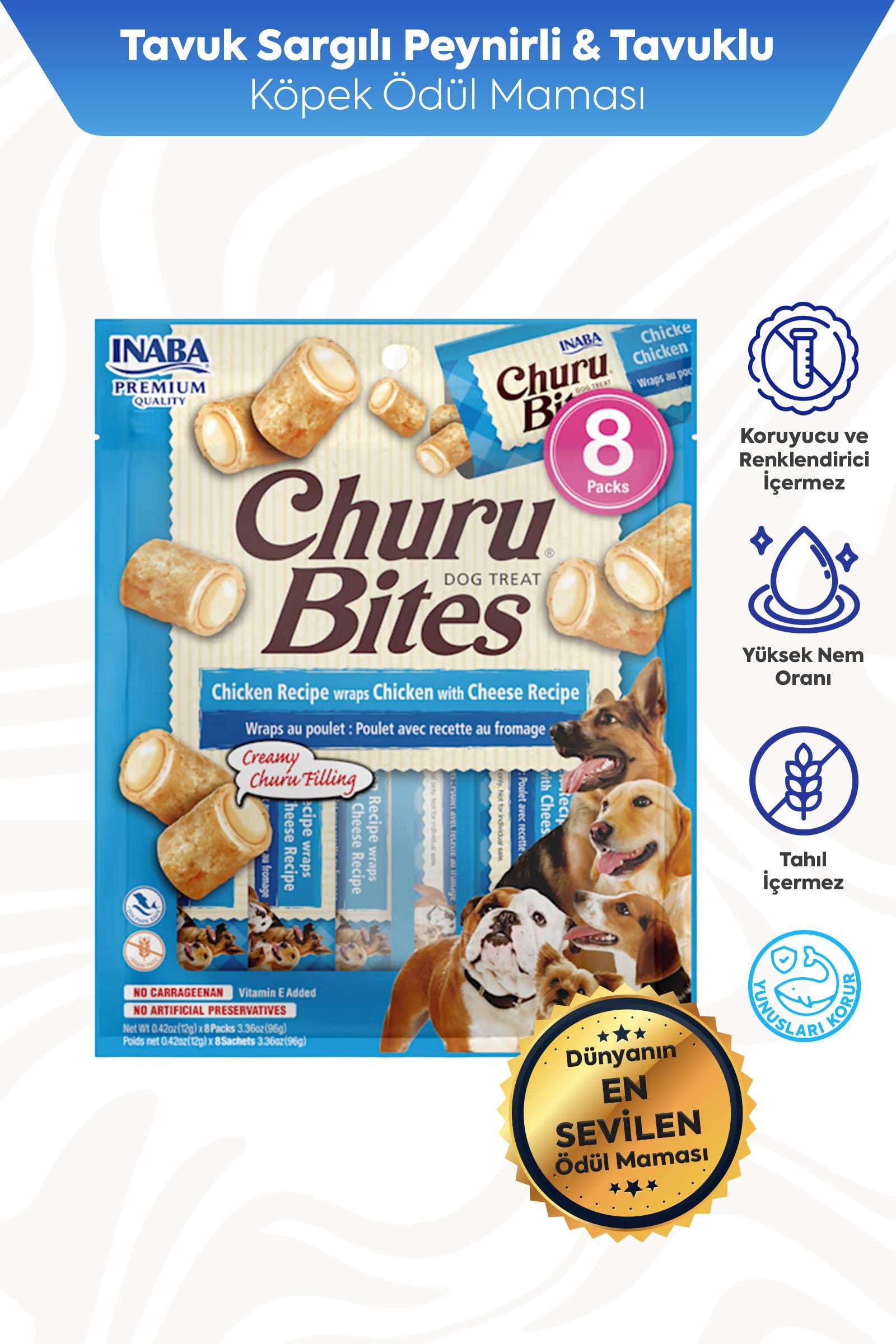 Churu Bites Köpekler için Tavuklu, Peynirli Ödül Maması