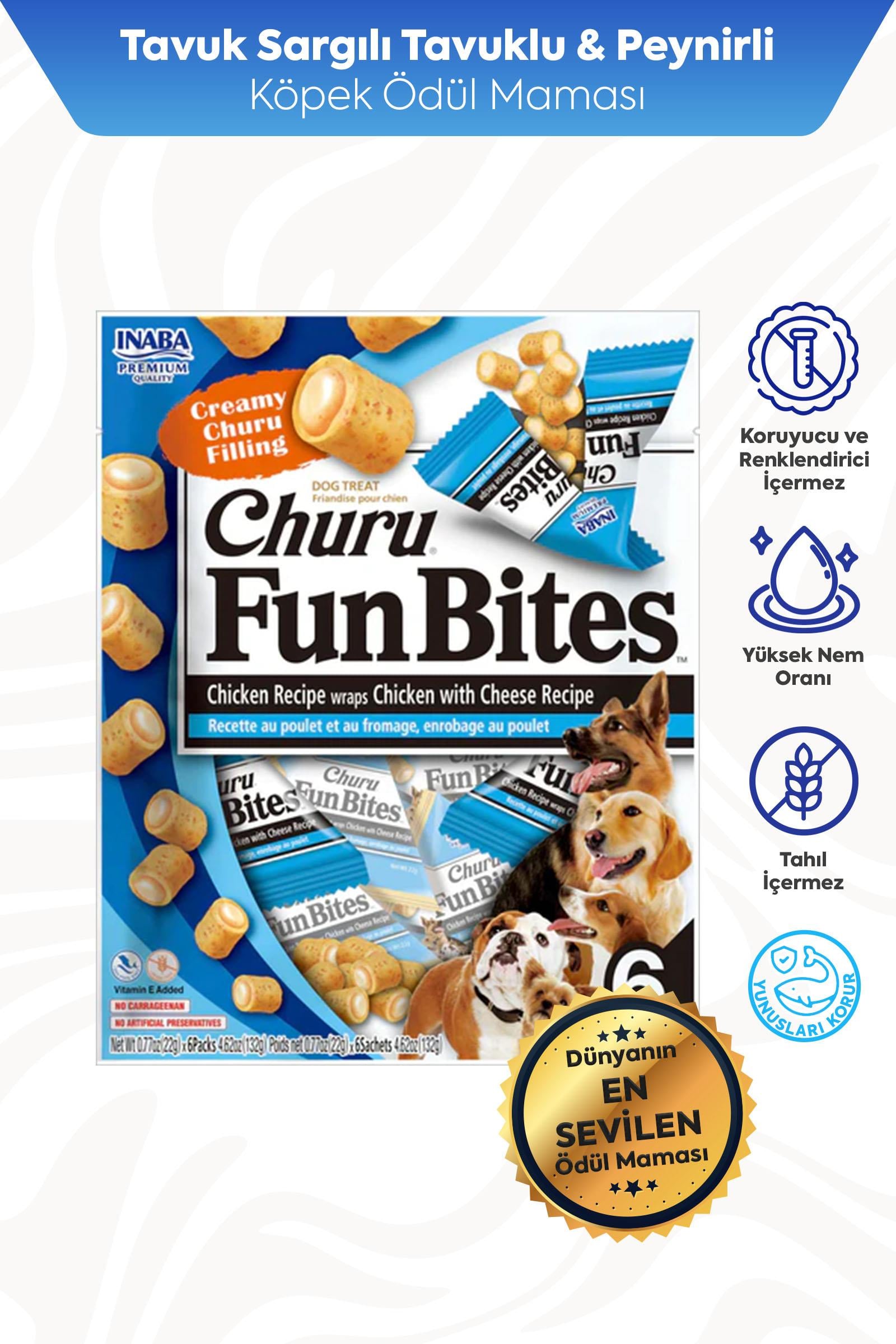 Churu Fun Bites Sticks Tavuk Sargılı & Peynirli Köpek Ödül Maması