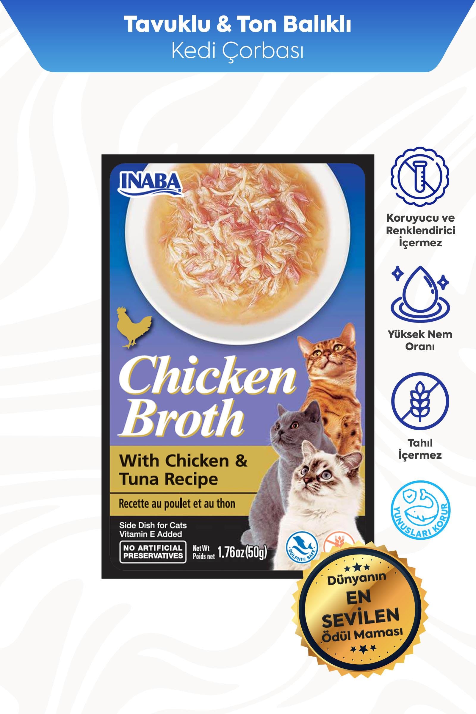 Ciao Chicken Broth Tavuk Sulu ve Ton Balıklı Kedi Çorbası 50 Gr
