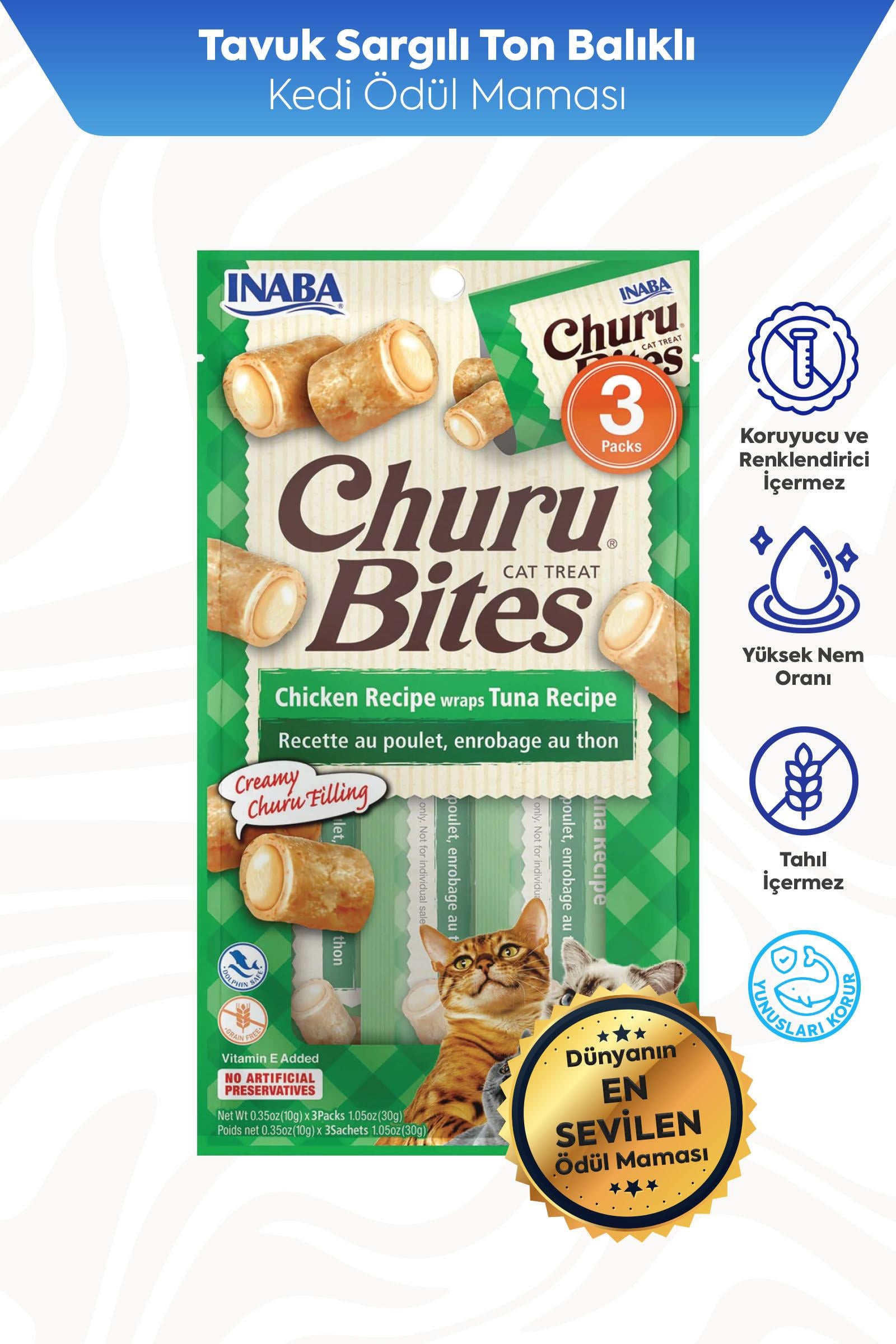 Ciao Churu Bites Tavuk Sargılı ve Ton Balıklı Kedi Ödül Maması 3 x 10 Gr