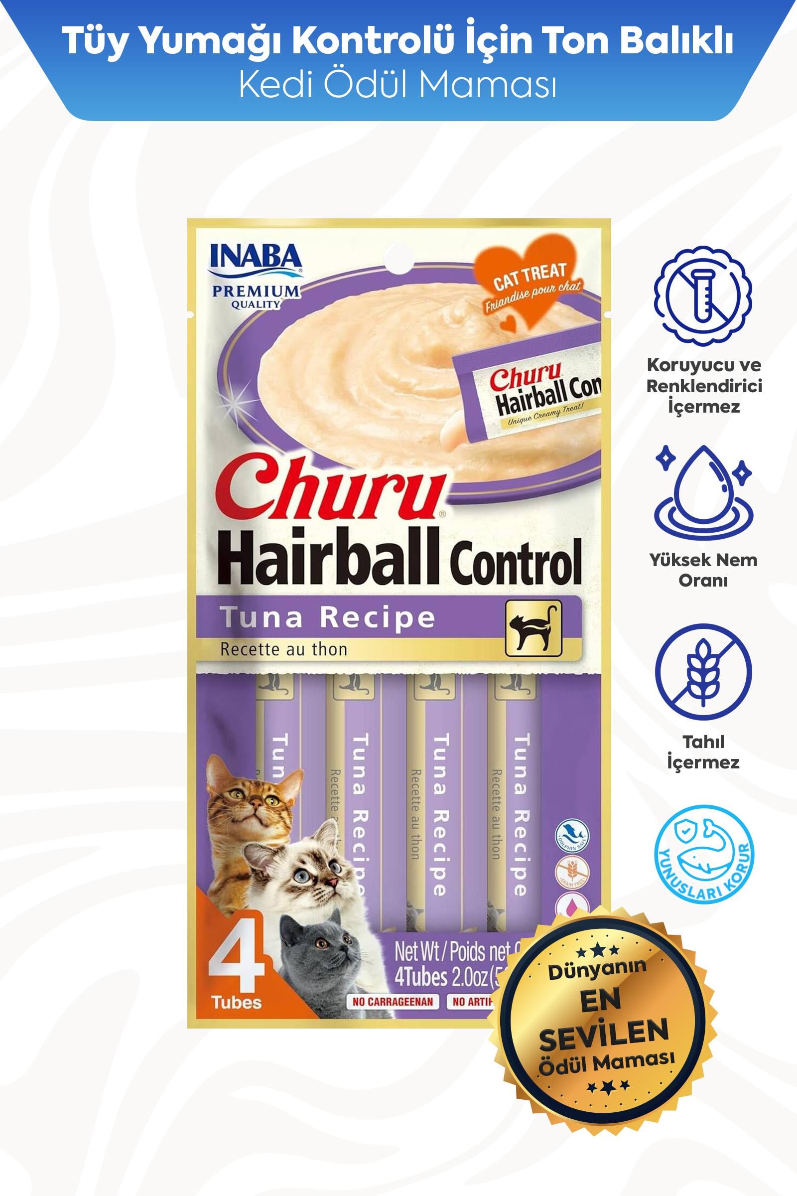 Ciao Churu Hairball -Tüy Yumağı Kontrollü- Ton Balıklı Ödül Maması