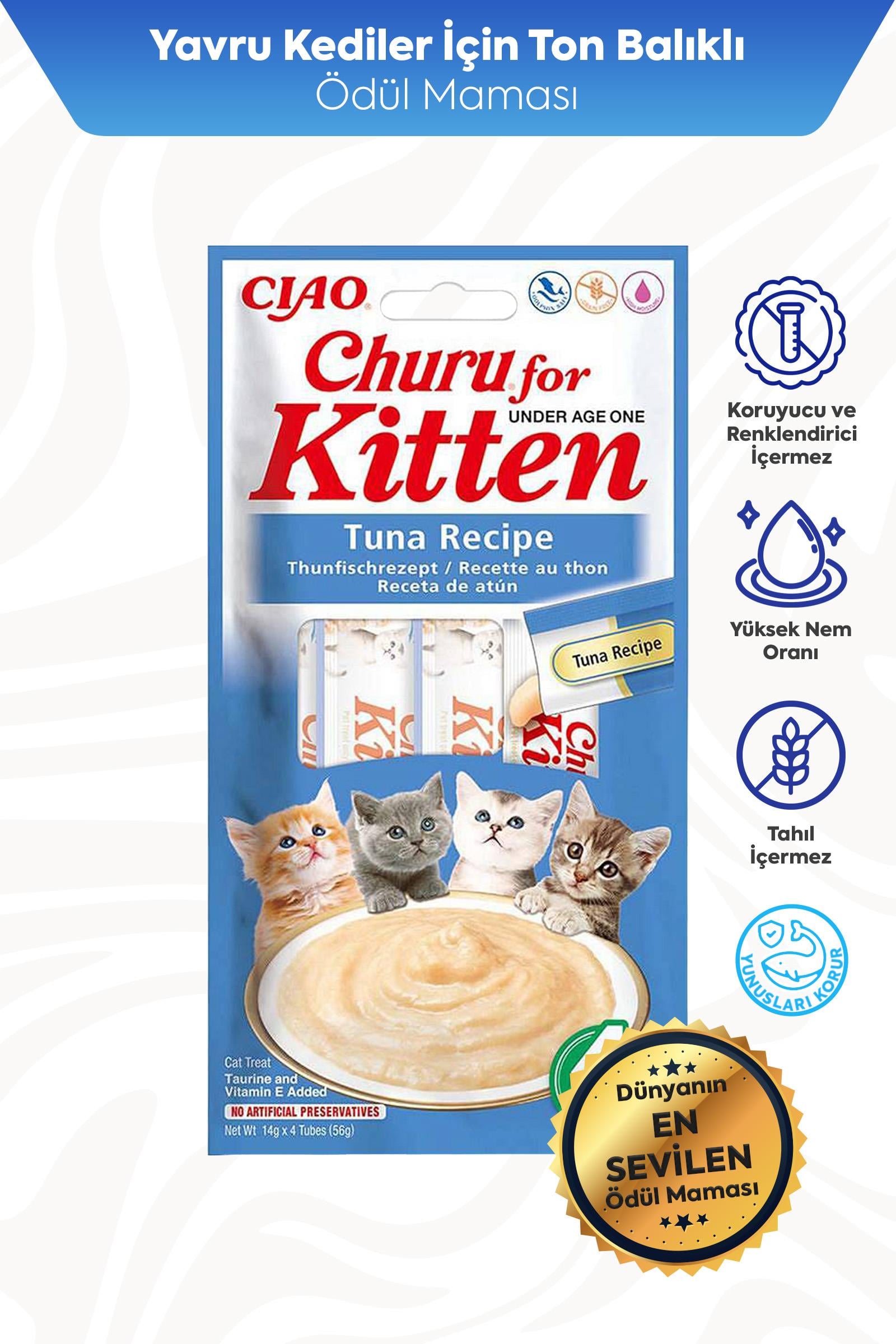 Ciao Churu Yavru Kediler İçin Tuna Balıklı Krema Ödül Maması