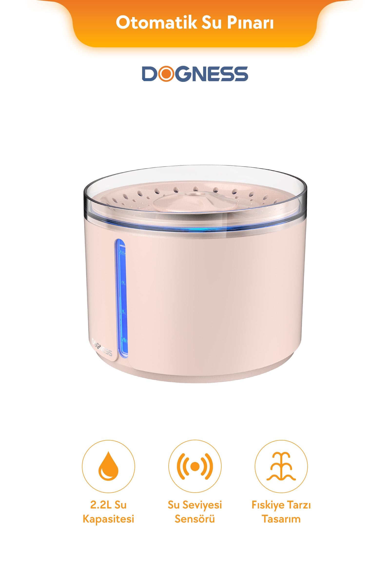 D09 Dogness Akıllı Otomatik Su Pınarı 2.2L-Pembe