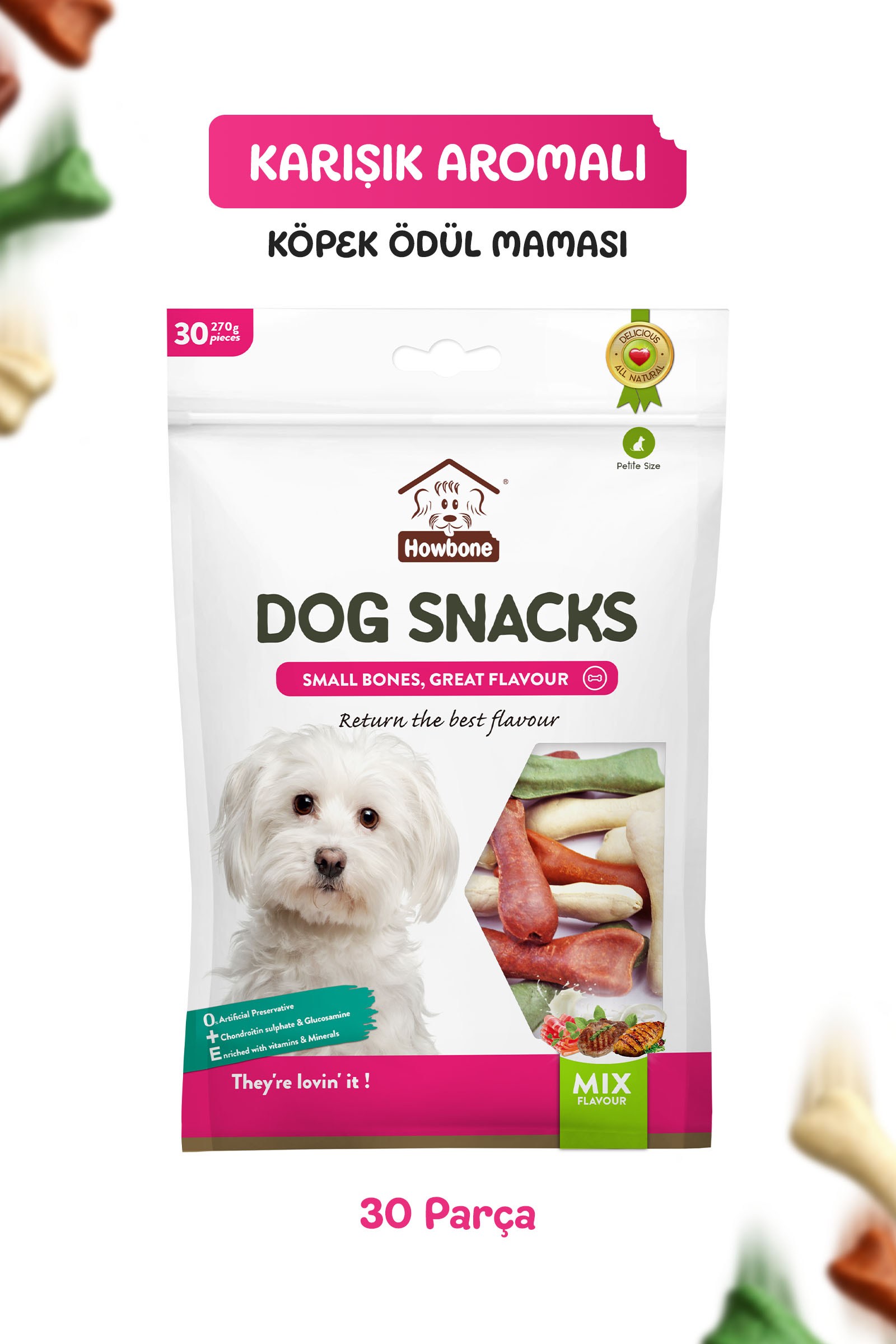 Howbone Mini Kemik Karışık Köpek Ödül Maması 270 g (30 Adet)