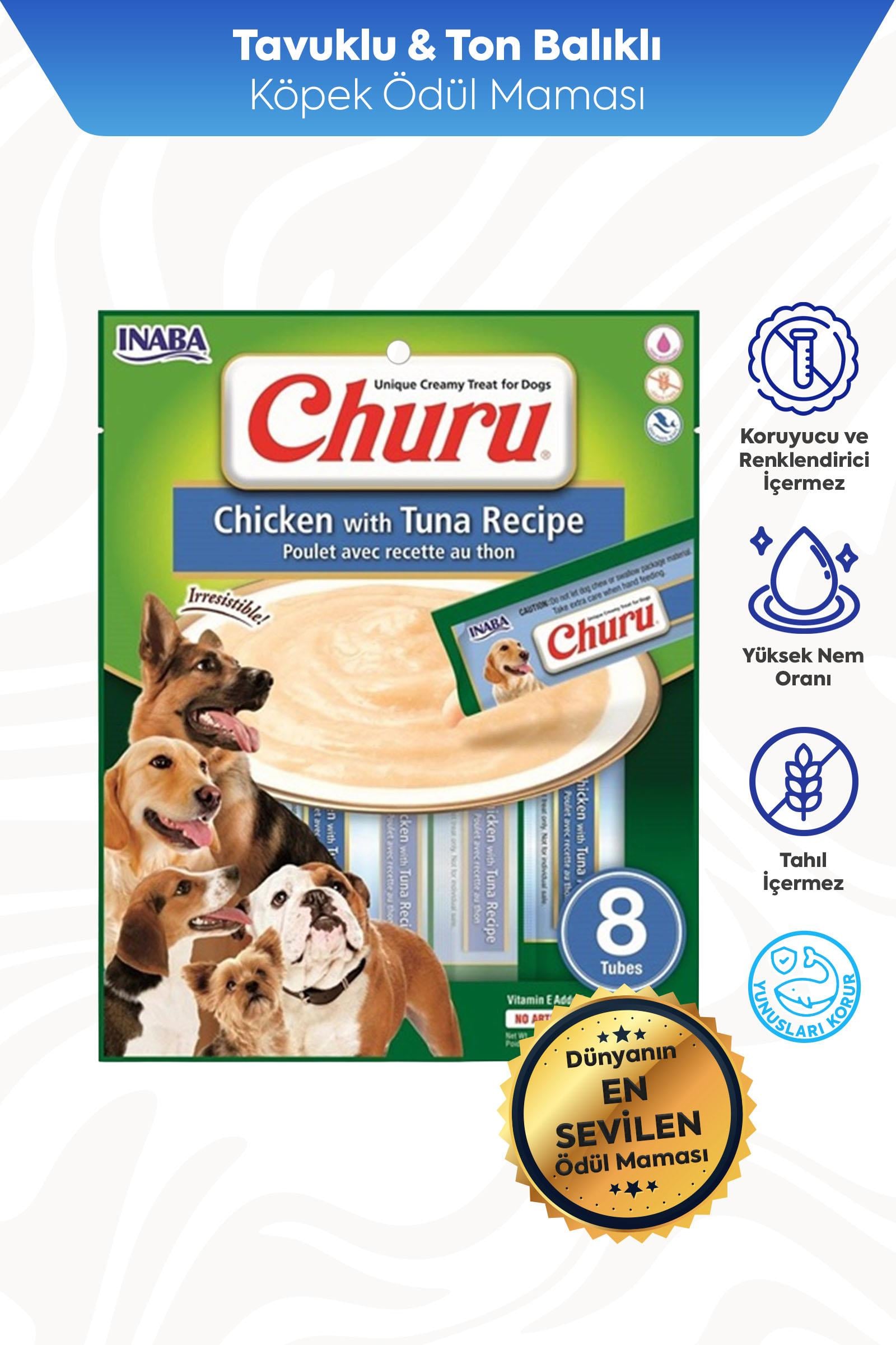 Inaba Ciao Churu Ton Balıklı ve Tavuklu Tamamlayacı Köpek Ödül Maması 8 x 20 Gr