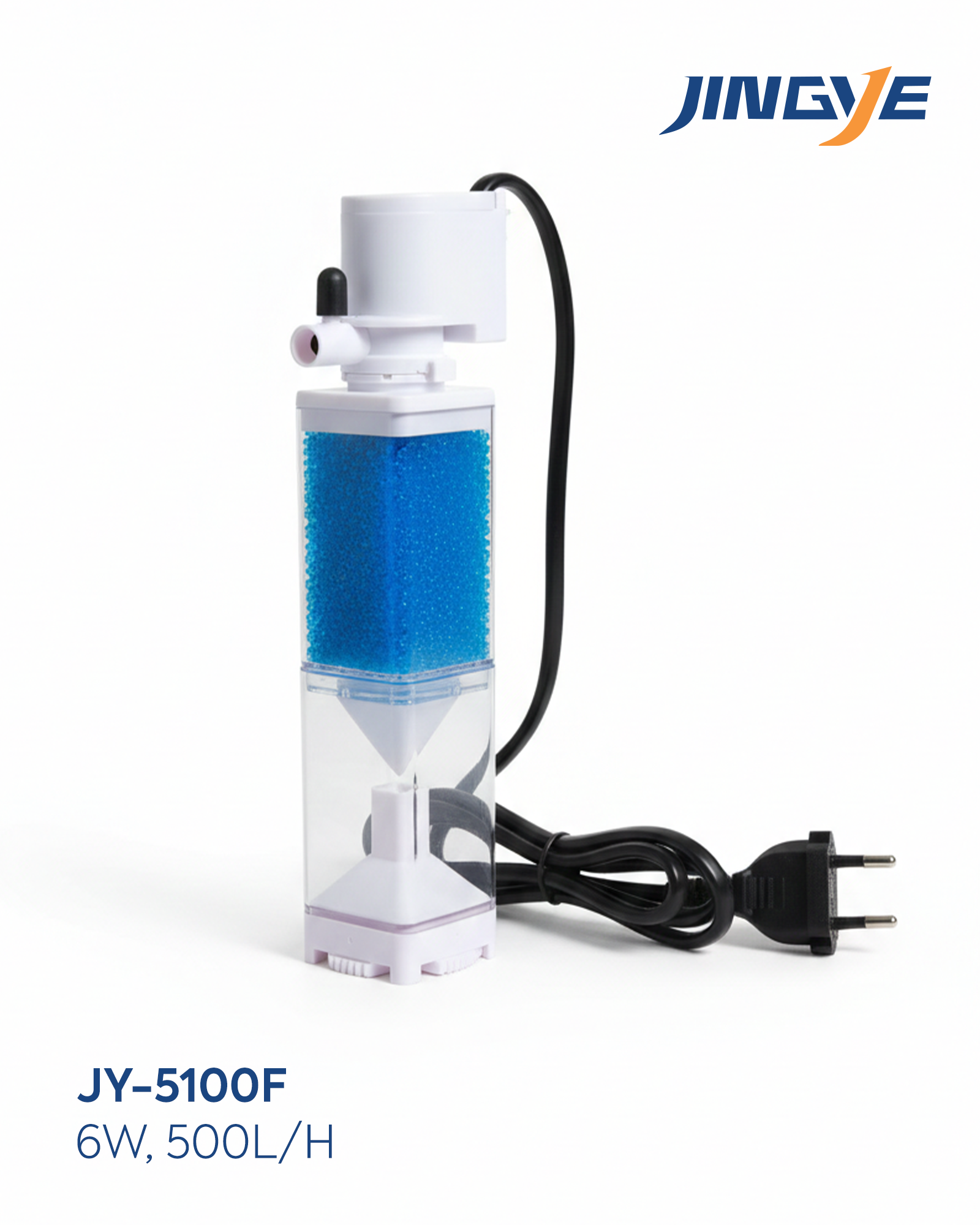 Jingye Akvaryum Şeffaf İç Filtre Beyaz 6W, 500L/H