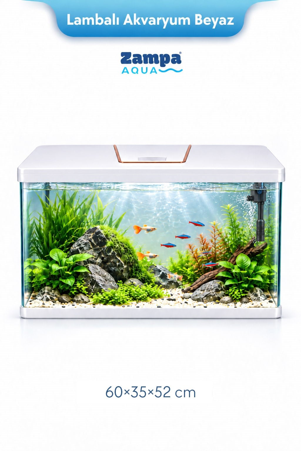 Zampa AQUA Jingming Akvaryum Beyaz 600×350×520 mm